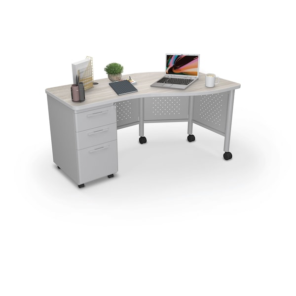 Instructor Desk Left 29.8"H x 60"W x 36.3"D Grey Elm
